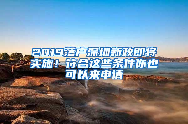 2019落户深圳新政即将实施！符合这些条件你也可以来申请