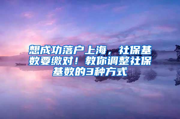 想成功落户上海，社保基数要缴对！教你调整社保基数的3种方式