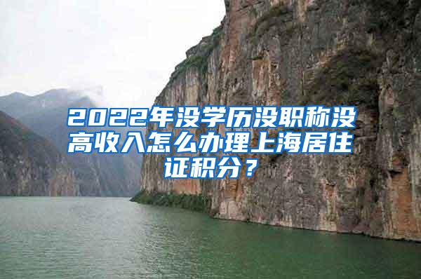 2022年没学历没职称没高收入怎么办理上海居住证积分？