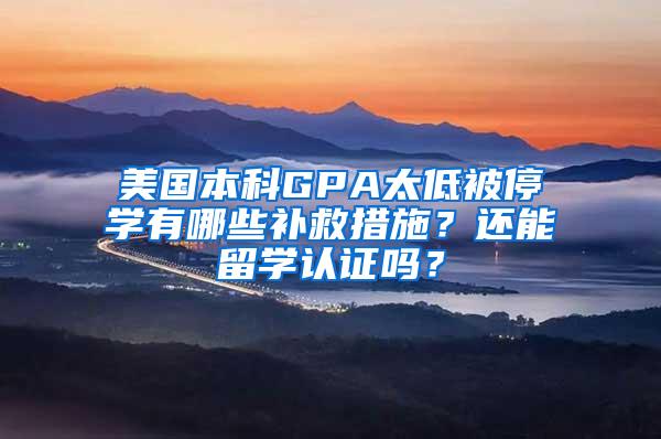 美国本科GPA太低被停学有哪些补救措施？还能留学认证吗？
