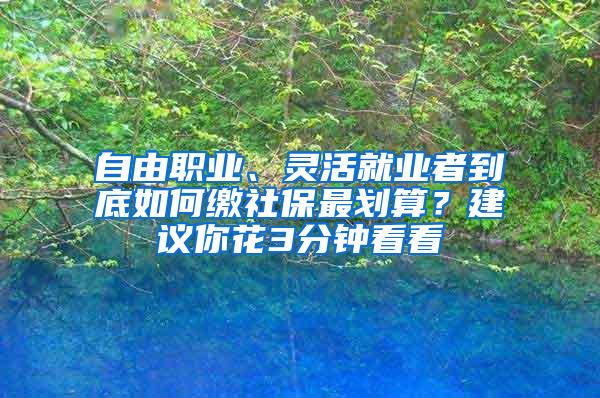 自由职业、灵活就业者到底如何缴社保最划算？建议你花3分钟看看