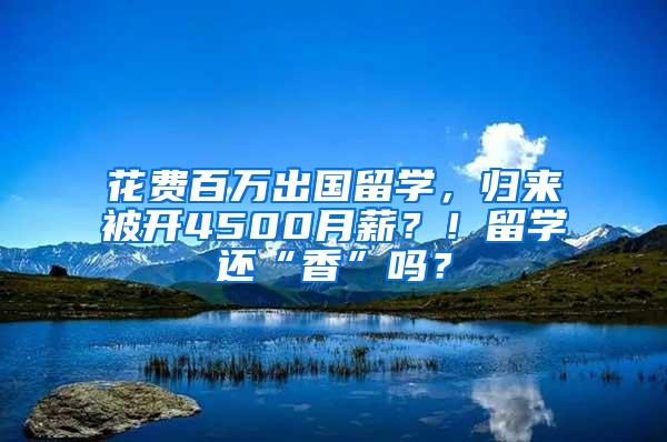 花费百万出国留学，归来被开4500月薪？！留学还“香”吗？