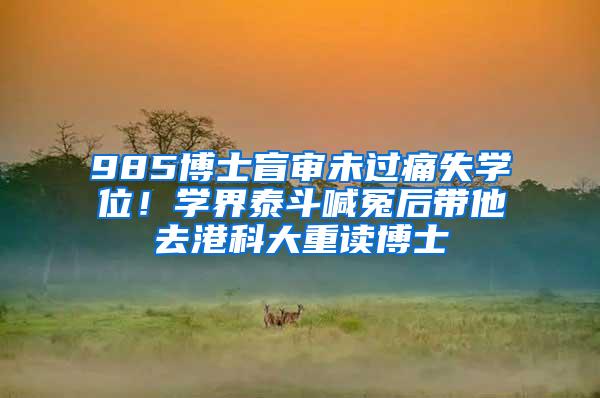 985博士盲审未过痛失学位！学界泰斗喊冤后带他去港科大重读博士