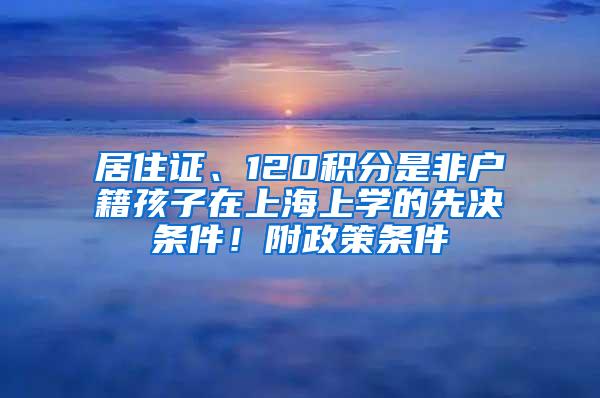 居住证、120积分是非户籍孩子在上海上学的先决条件！附政策条件