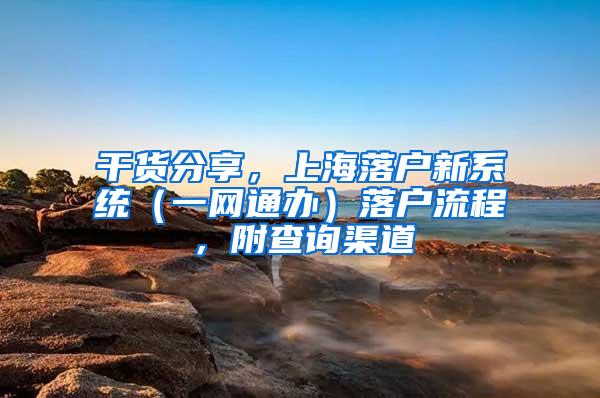 干货分享，上海落户新系统（一网通办）落户流程，附查询渠道