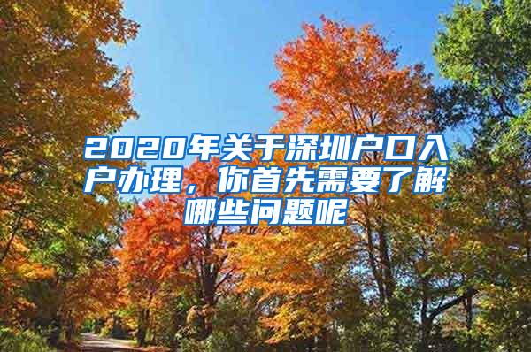 2020年关于深圳户口入户办理，你首先需要了解哪些问题呢