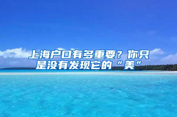 上海户口有多重要？你只是没有发现它的“美”