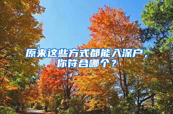 原来这些方式都能入深户，你符合哪个？