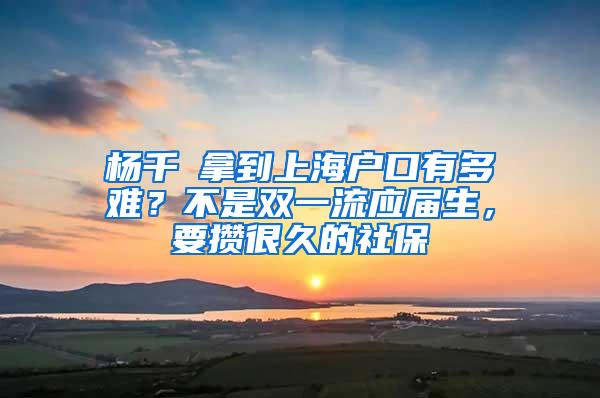 杨千嬅拿到上海户口有多难？不是双一流应届生，要攒很久的社保