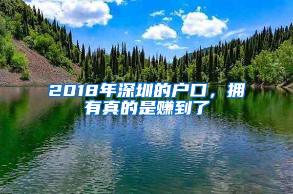 2018年深圳的户口，拥有真的是赚到了