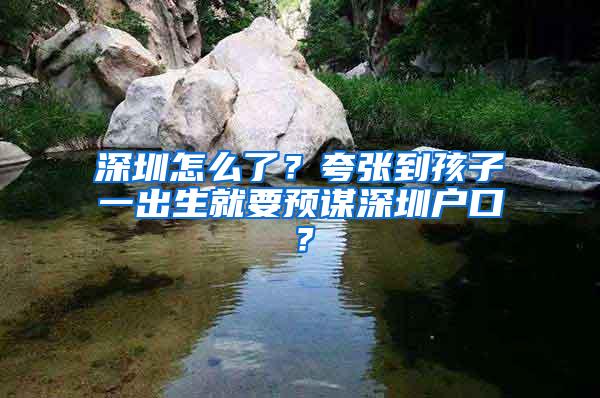 深圳怎么了？夸张到孩子一出生就要预谋深圳户口？