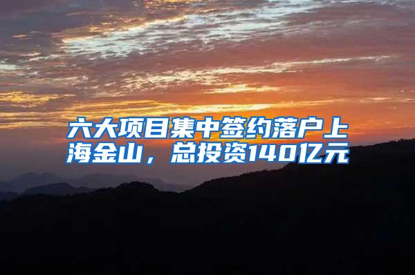 六大项目集中签约落户上海金山，总投资140亿元
