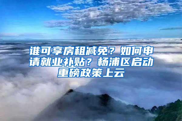谁可享房租减免？如何申请就业补贴？杨浦区启动重磅政策上云