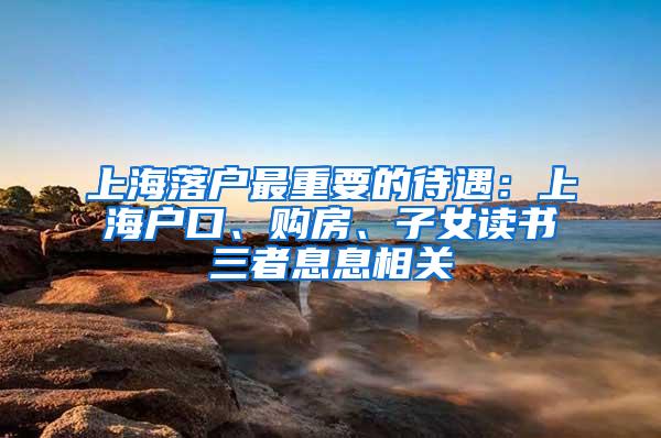 上海落户最重要的待遇：上海户口、购房、子女读书三者息息相关