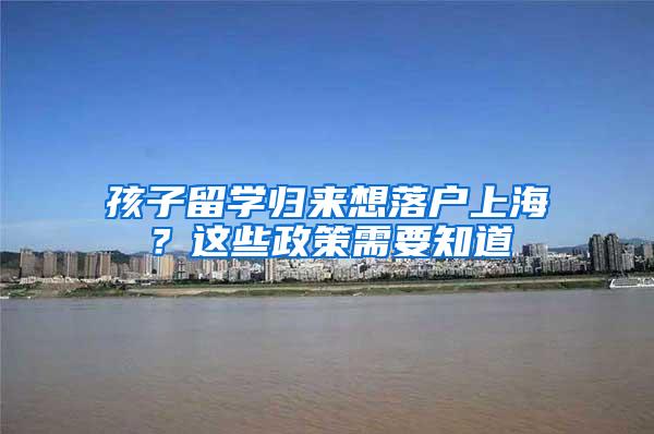 孩子留学归来想落户上海？这些政策需要知道