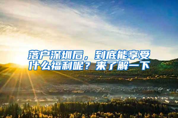 落户深圳后，到底能享受什么福利呢？来了解一下