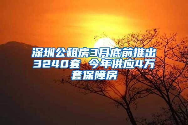 深圳公租房3月底前推出3240套 今年供应4万套保障房
