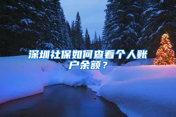 深圳社保如何查看个人账户余额？