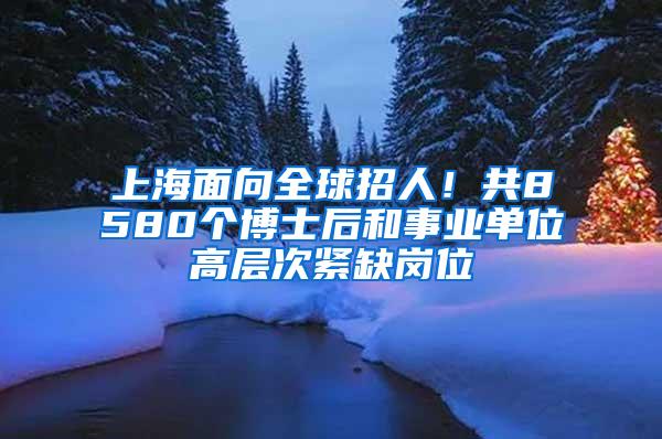 上海面向全球招人！共8580个博士后和事业单位高层次紧缺岗位