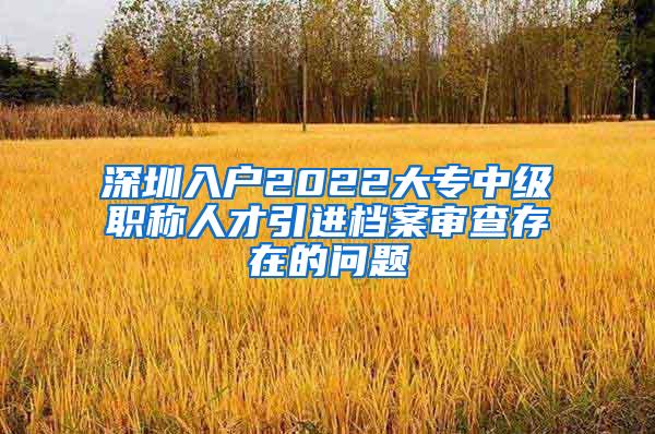 深圳入户2022大专中级职称人才引进档案审查存在的问题