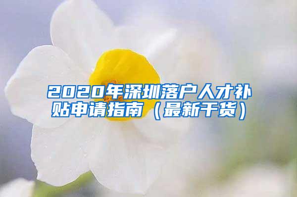 2020年深圳落户人才补贴申请指南（最新干货）