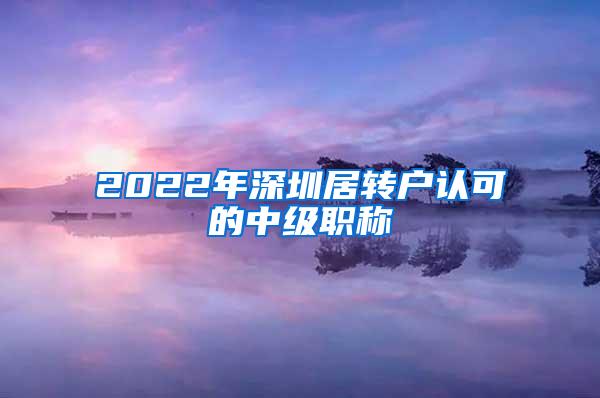 2022年深圳居转户认可的中级职称