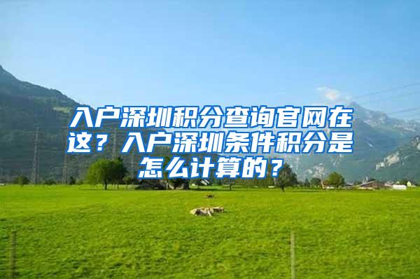 入户深圳积分查询官网在这？入户深圳条件积分是怎么计算的？