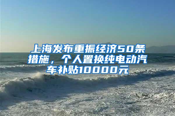 上海发布重振经济50条措施，个人置换纯电动汽车补贴10000元