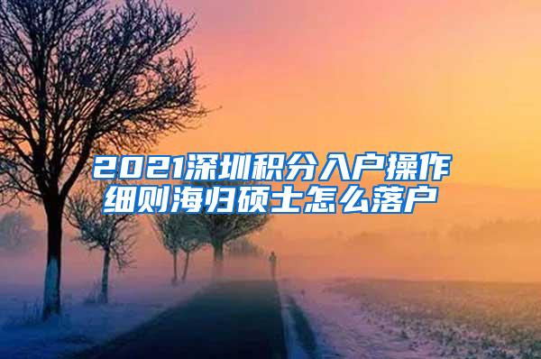 2021深圳积分入户操作细则海归硕士怎么落户