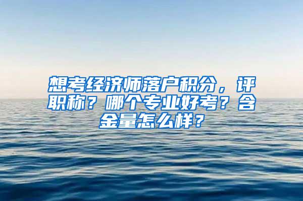 想考经济师落户积分，评职称？哪个专业好考？含金量怎么样？