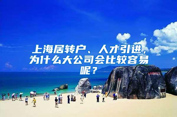 上海居转户、人才引进，为什么大公司会比较容易呢？