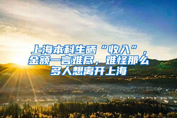 上海本科生晒“收入”，金额一言难尽，难怪那么多人想离开上海
