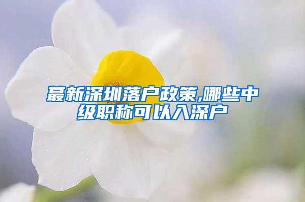 蕞新深圳落户政策,哪些中级职称可以入深户