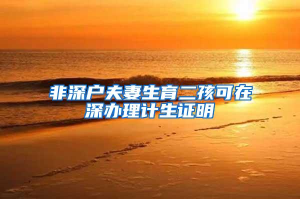 非深户夫妻生育二孩可在深办理计生证明