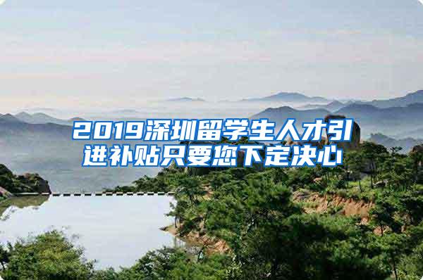 2019深圳留学生人才引进补贴只要您下定决心