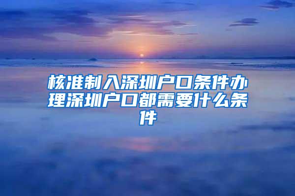 核准制入深圳户口条件办理深圳户口都需要什么条件