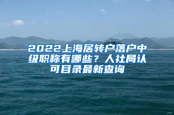 2022上海居转户落户中级职称有哪些？人社局认可目录最新查询