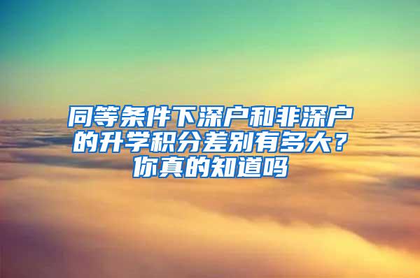 同等条件下深户和非深户的升学积分差别有多大？你真的知道吗