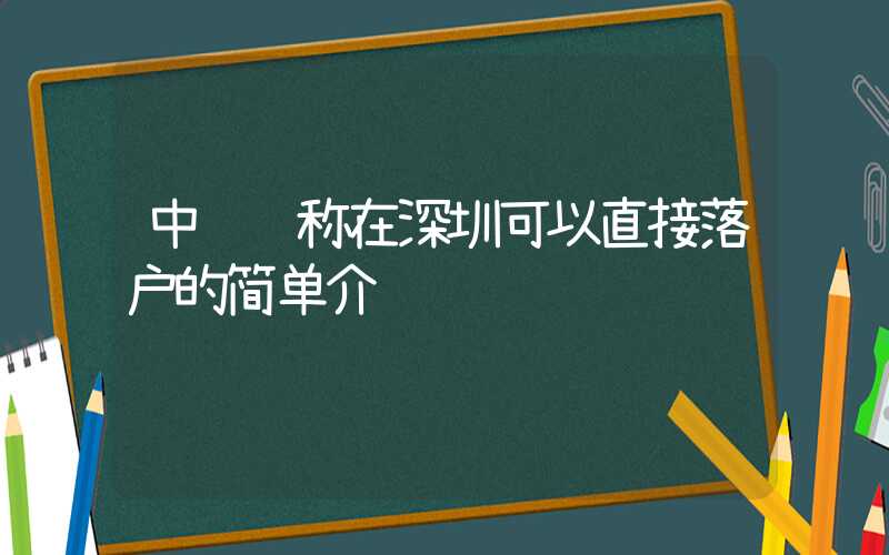 中级职称在深圳可以直接落户的简单介绍