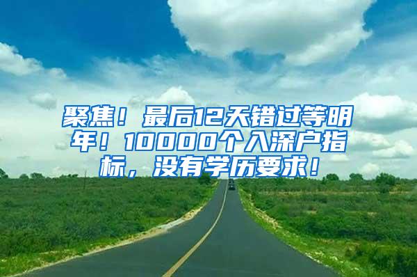 聚焦！最后12天错过等明年！10000个入深户指标，没有学历要求！