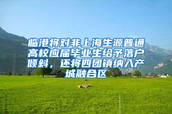 临港将对非上海生源普通高校应届毕业生给予落户倾斜，还将四团镇纳入产城融合区