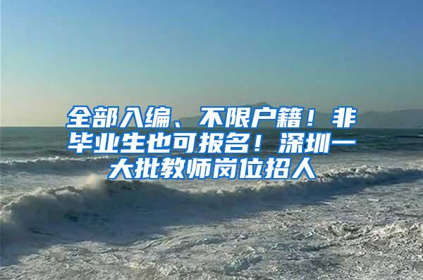 全部入编、不限户籍！非毕业生也可报名！深圳一大批教师岗位招人