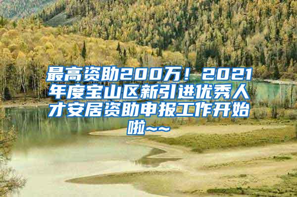 最高资助200万！2021年度宝山区新引进优秀人才安居资助申报工作开始啦~~