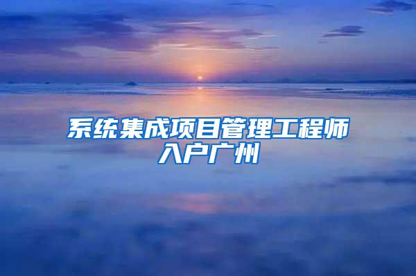 系统集成项目管理工程师入户广州