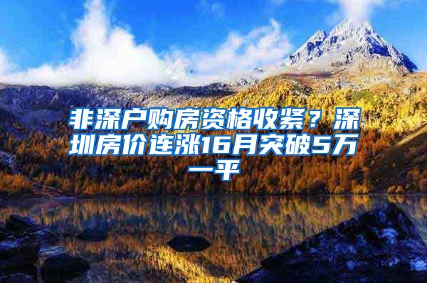 非深户购房资格收紧？深圳房价连涨16月突破5万一平