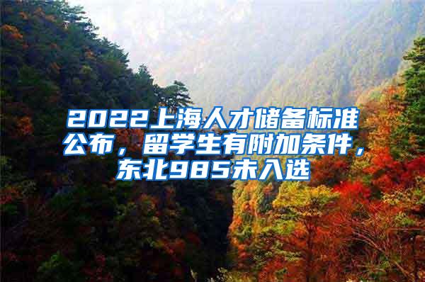 2022上海人才储备标准公布，留学生有附加条件，东北985未入选