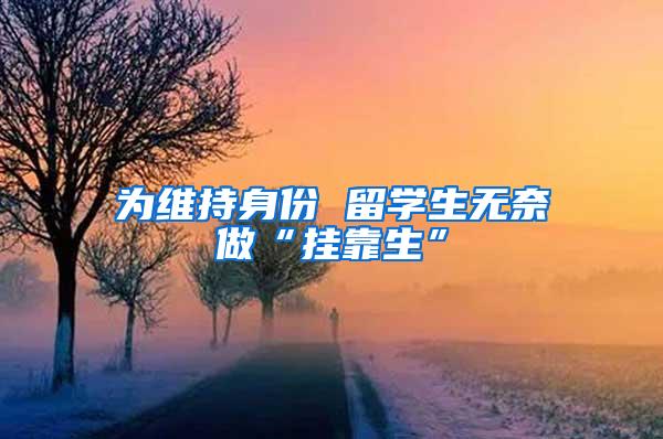 为维持身份 留学生无奈做“挂靠生”