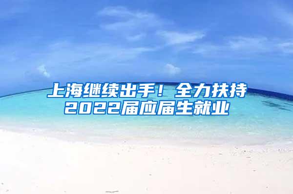 上海继续出手！全力扶持2022届应届生就业
