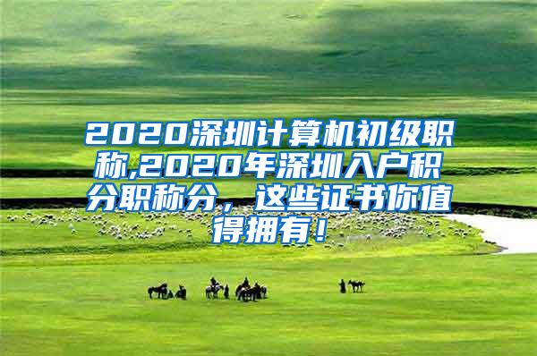 2020深圳计算机初级职称,2020年深圳入户积分职称分，这些证书你值得拥有！