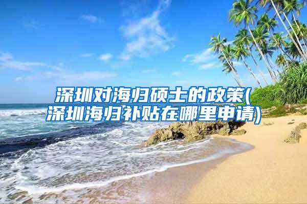 深圳对海归硕士的政策(深圳海归补贴在哪里申请)